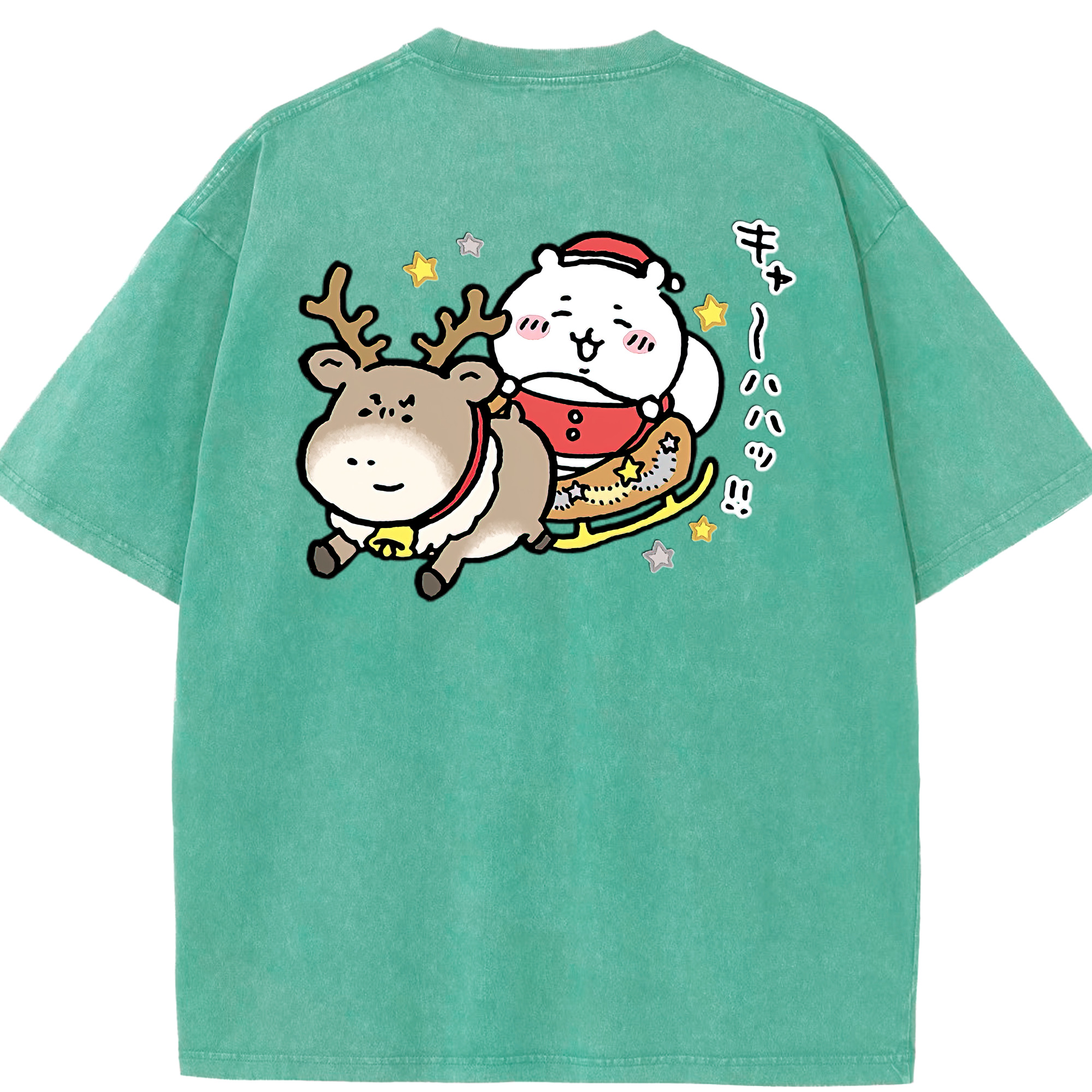 （画像用） ちいかわ ちいかわ Chii-kawa chiikawa 綿100% ヴィンテージ風 半袖Tシャツ（背面プリント）